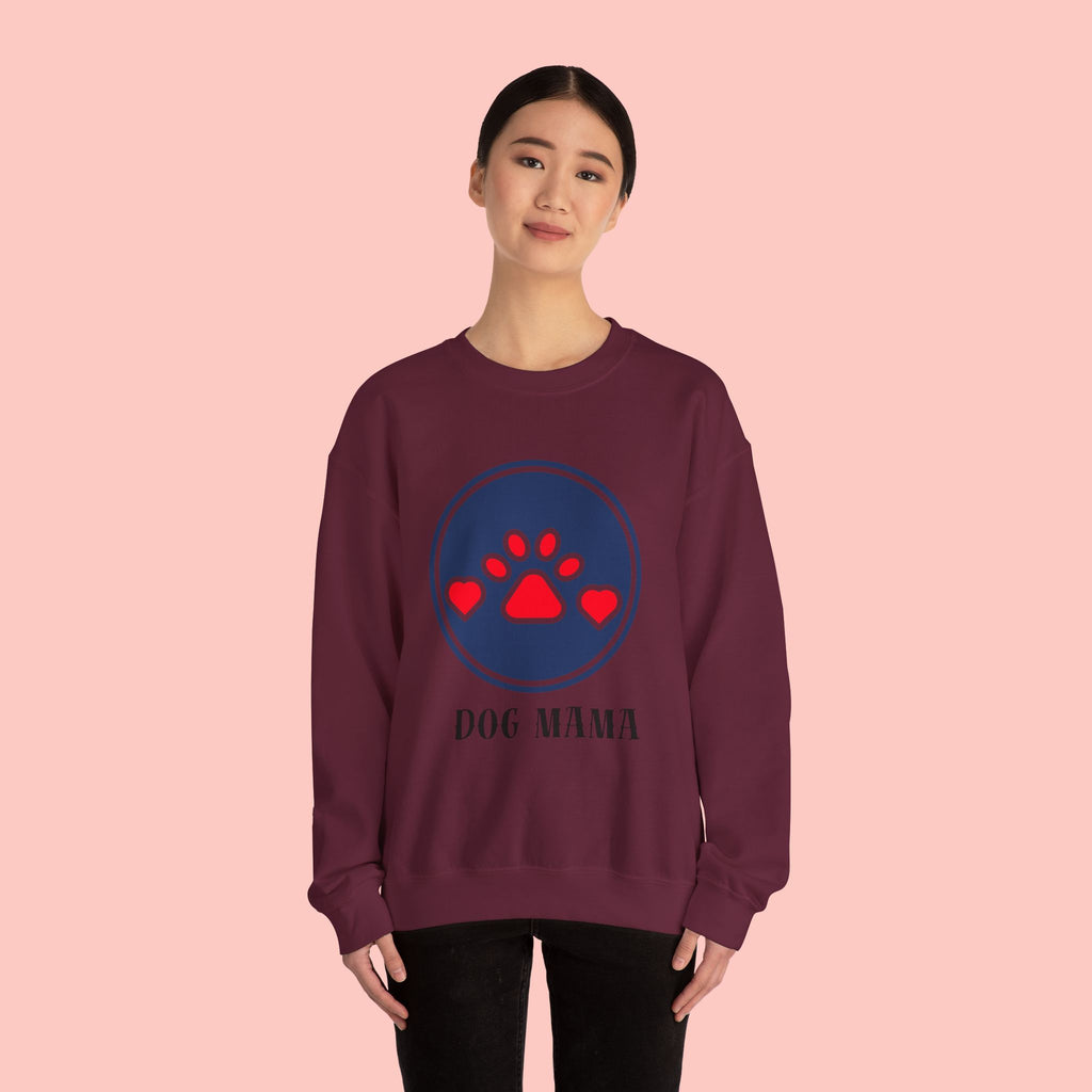 Dog Mama Crewneck Sweatshirt — Paw Print Heart Graphic