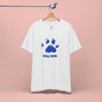 Dog Mom Paw Print T-Shirt — Distressed Blue Design