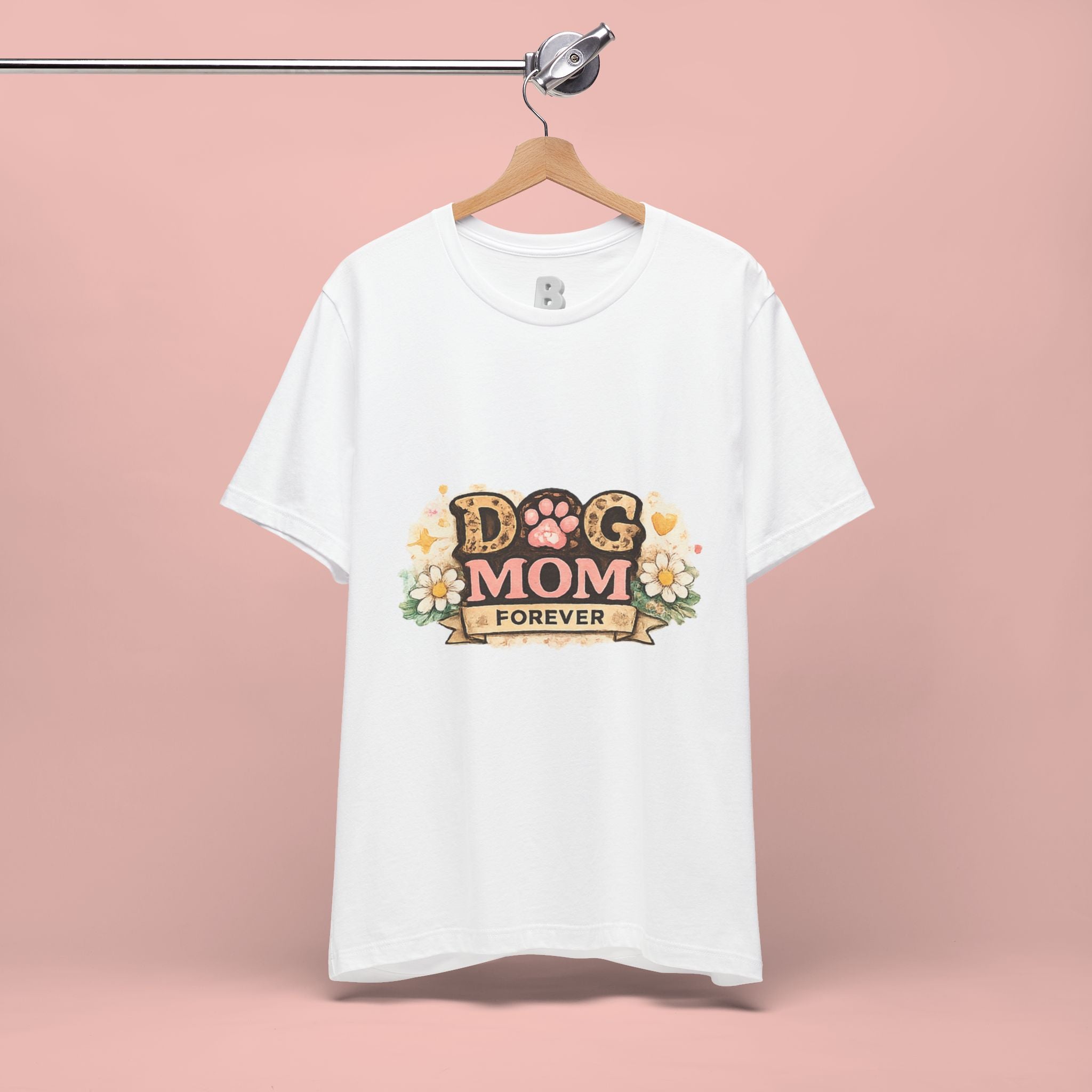 Dog Mom Forever T‑Shirt — Floral Paw Print Tee for Pet Lovers