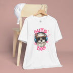 Cute Dog Tee — Headphones Puppy Graphic T-Shirt