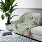 Sherpa Blanket — Mint Heart Paw Print "Dog Mom" Cozy Throw