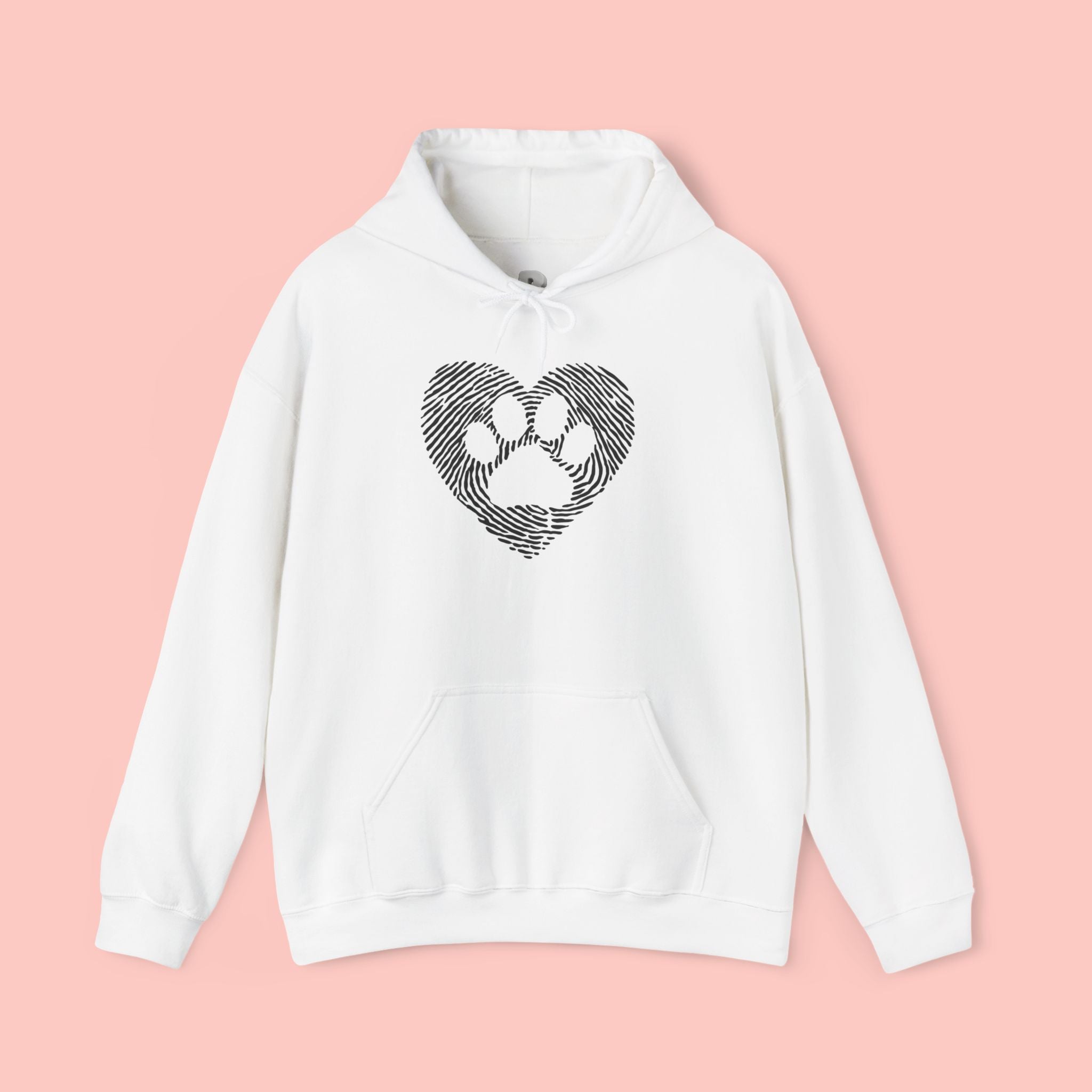 Heart Paw Print Hoodie — Dog Lover Heart Paw Graphic Sweatshirt