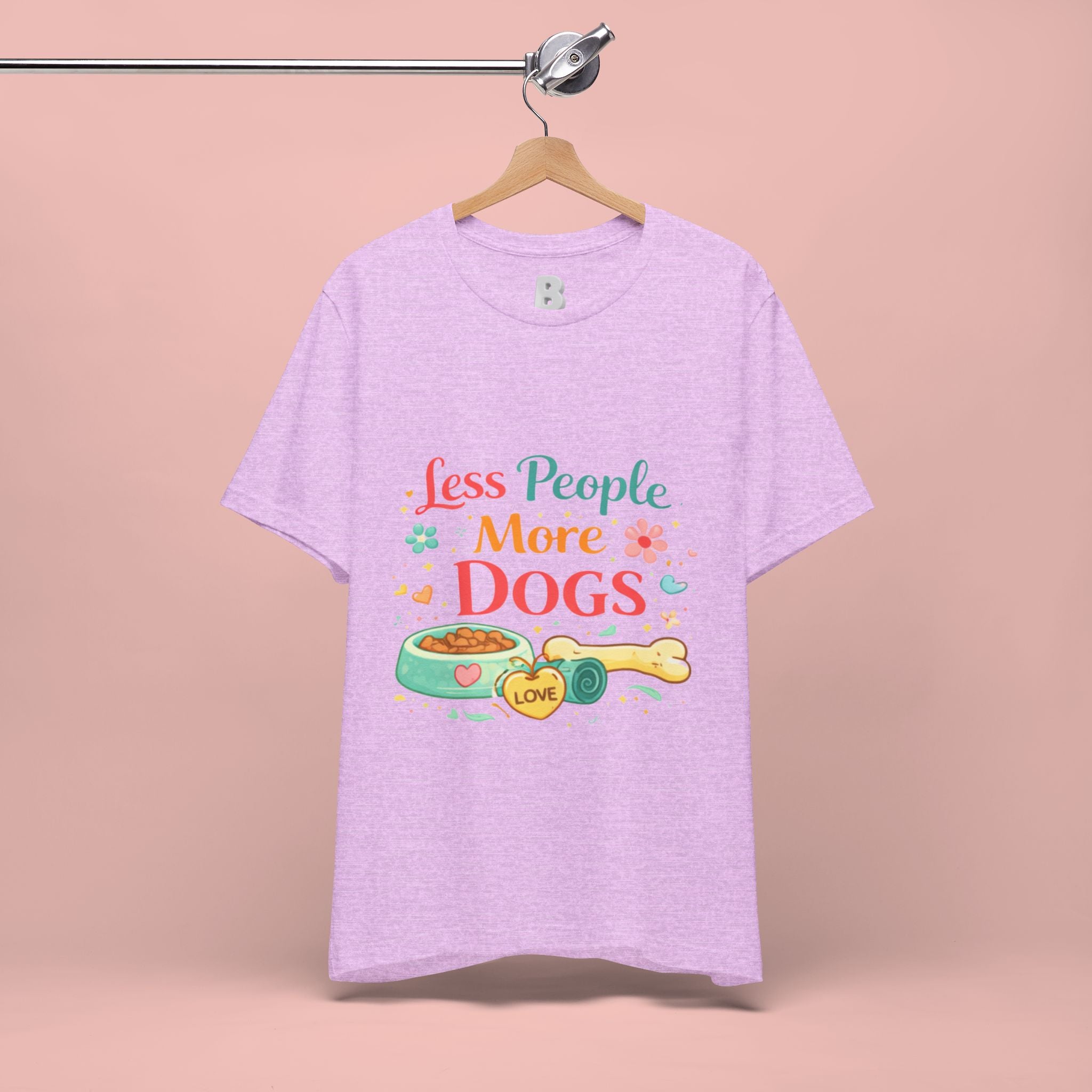 Less People More Dogs T-Shirt – Cute Dog Bowl & Bone Graphic Tee