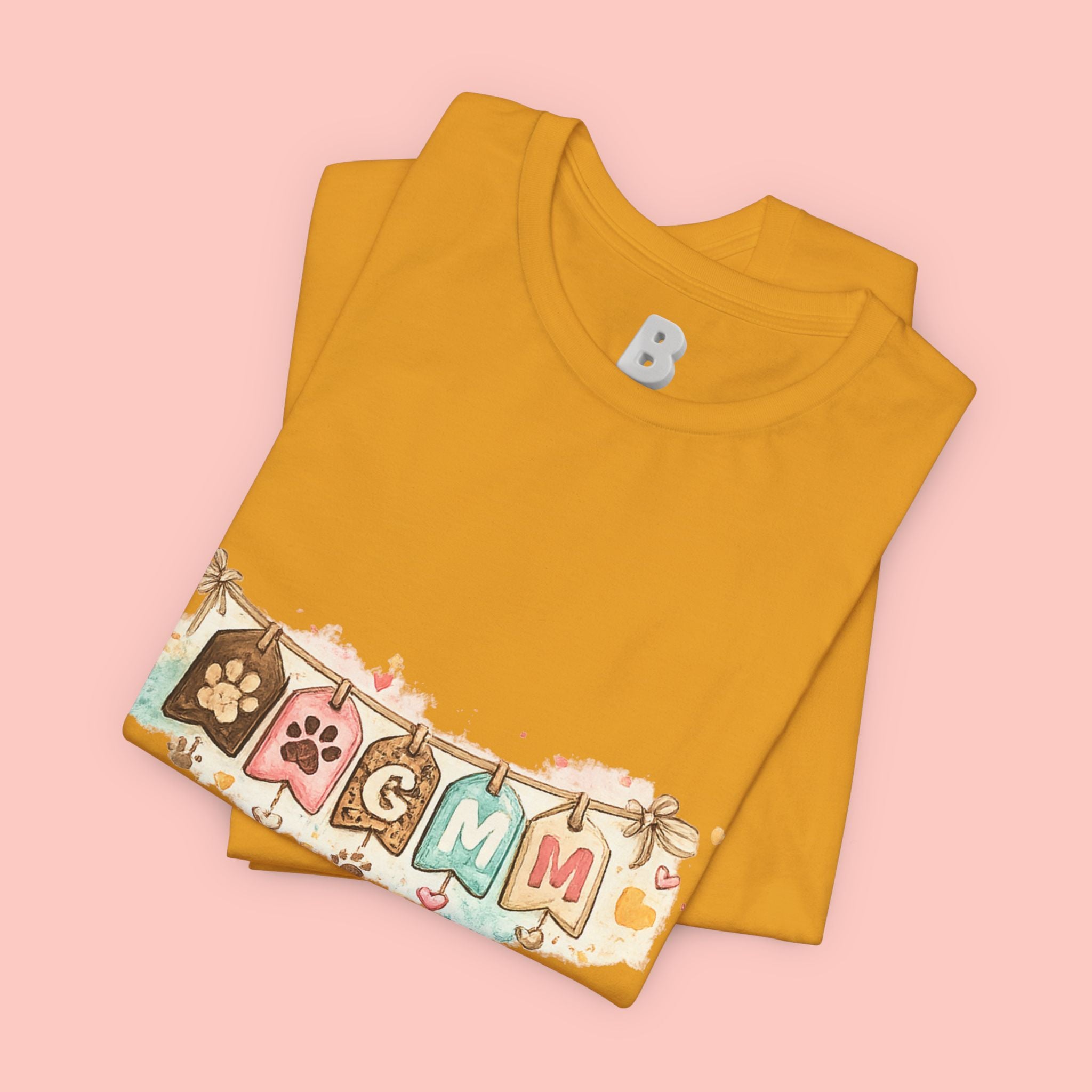 Pet Mom Banner Tee — Cute Paw Print "MOM" Graphic T-Shirt