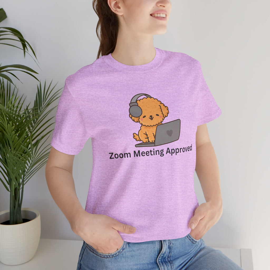 Zoom Meeting Approved Tee — Cute Puppy with Headset Laptop Graphic