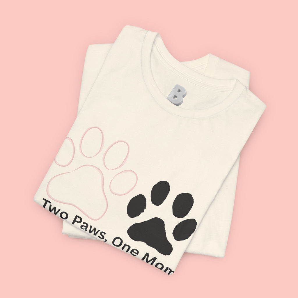 Two Paws, One Mom T-Shirt – Cute Dog Mom Paw Print Tee