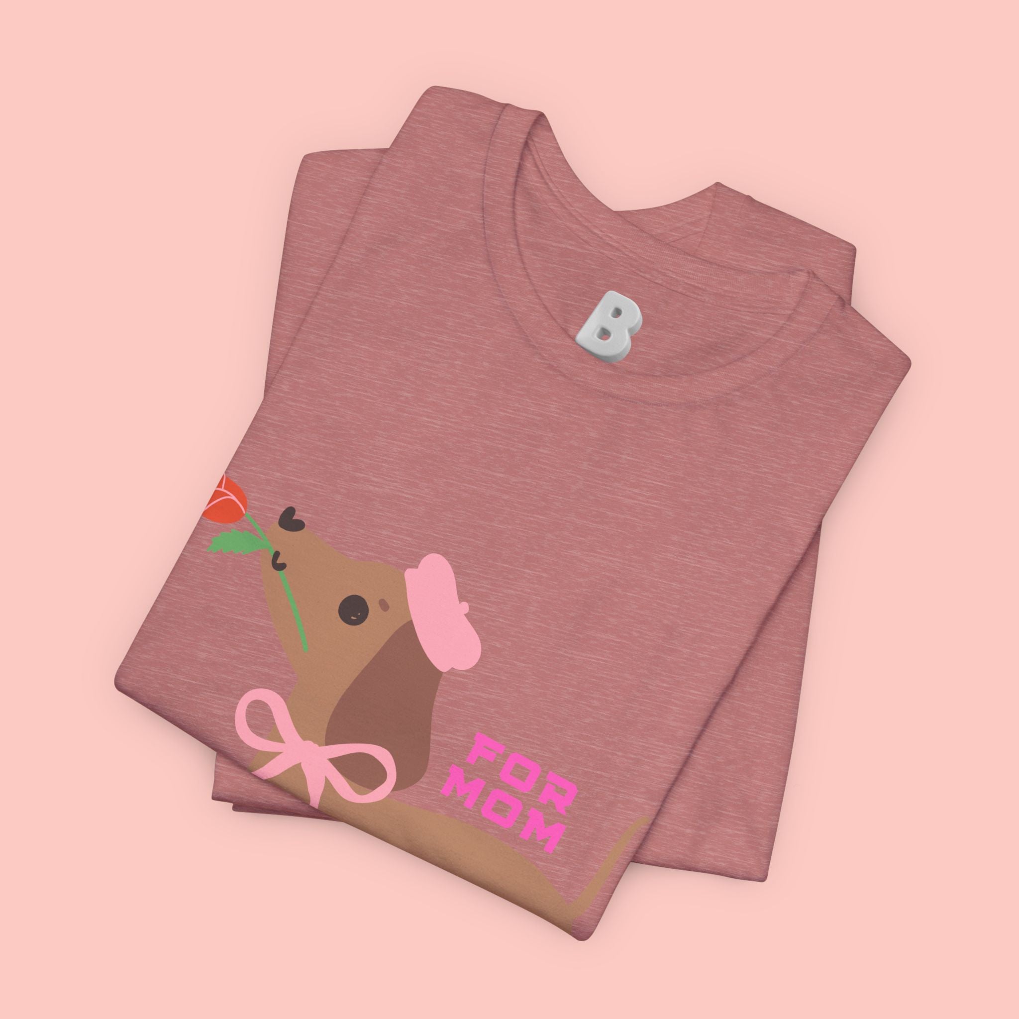 Mommy’s Dachshund Tee – Cute Dog with Rose “For Mom” Shirt
