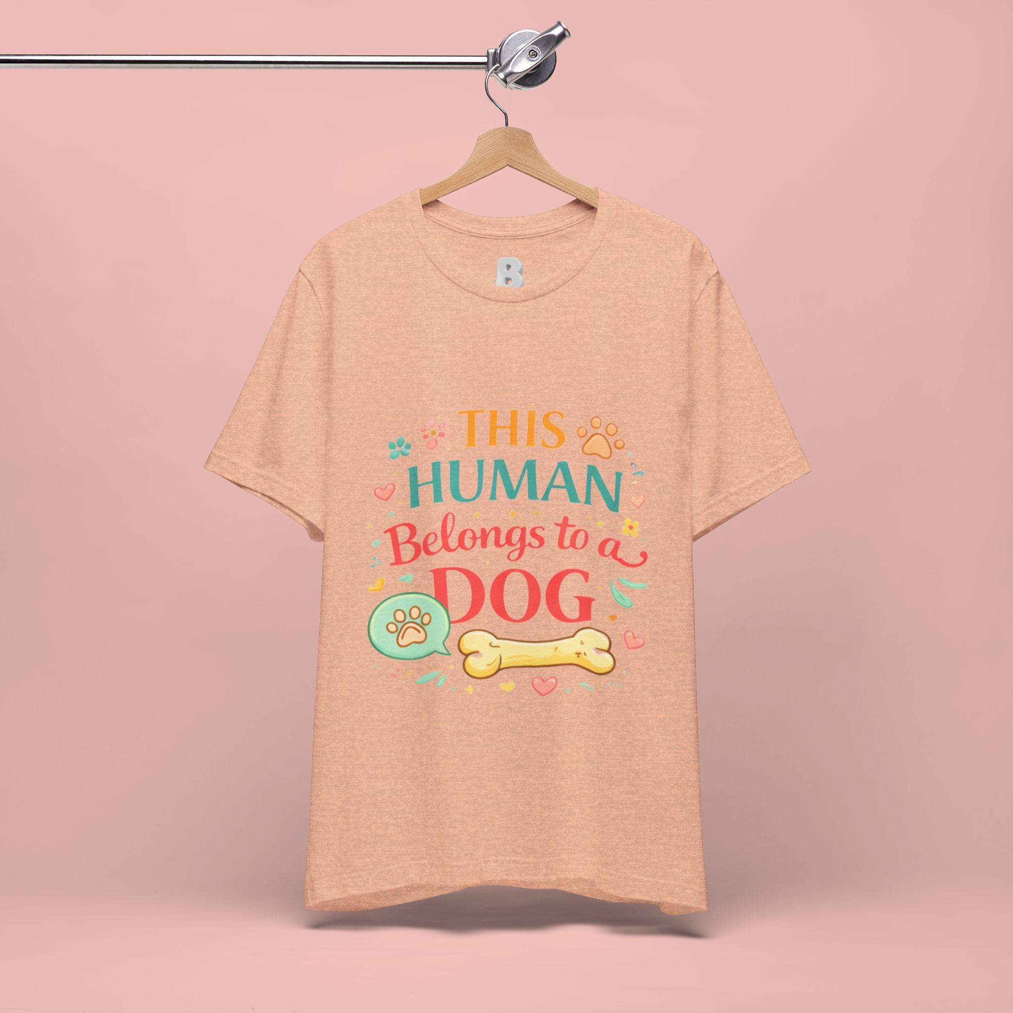 Dog Lover T-Shirt — "This Human Belongs to a Dog" Cute Paw Print Tee