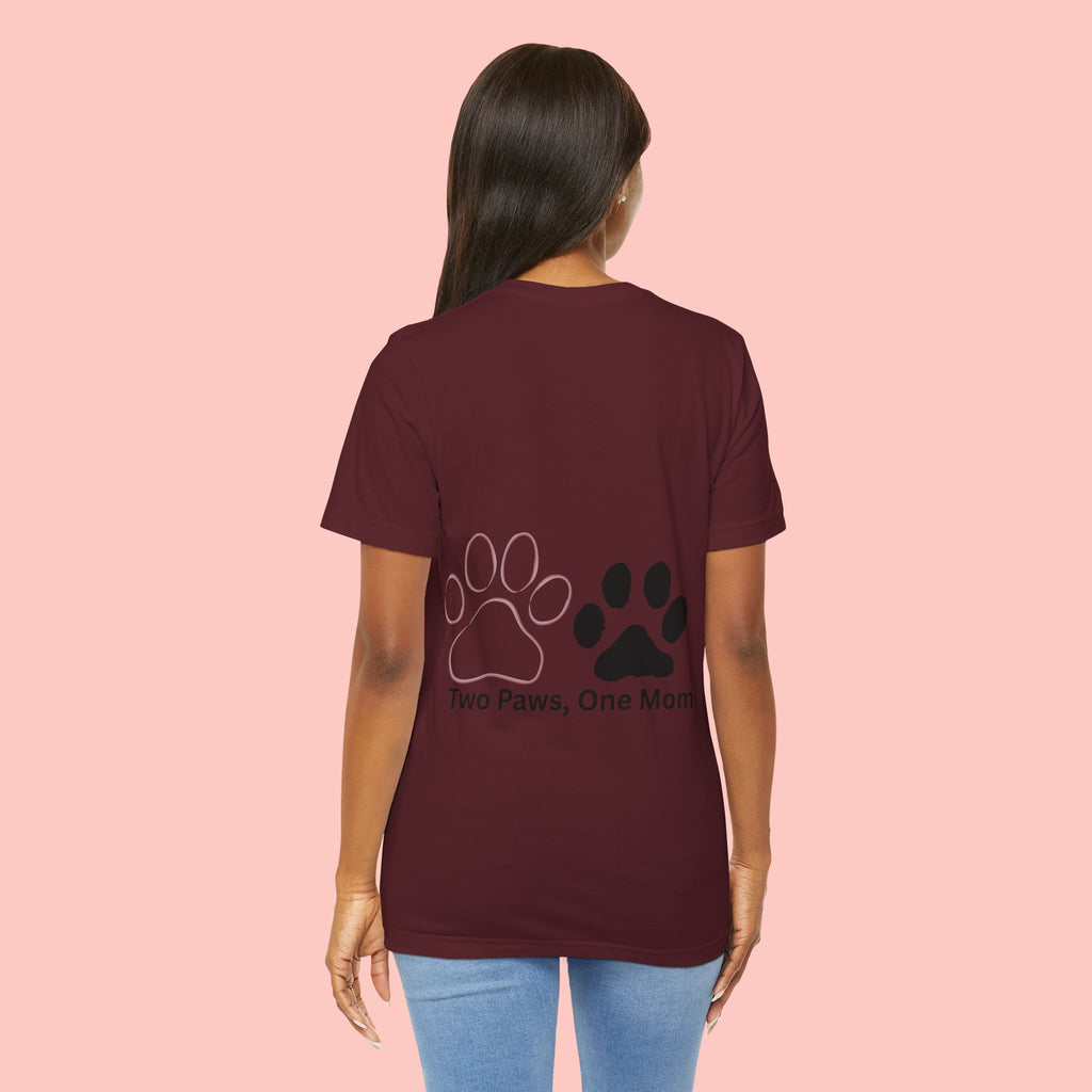 T-Shirt — “Two Paws, One Mom” Paw Print Mom Tee