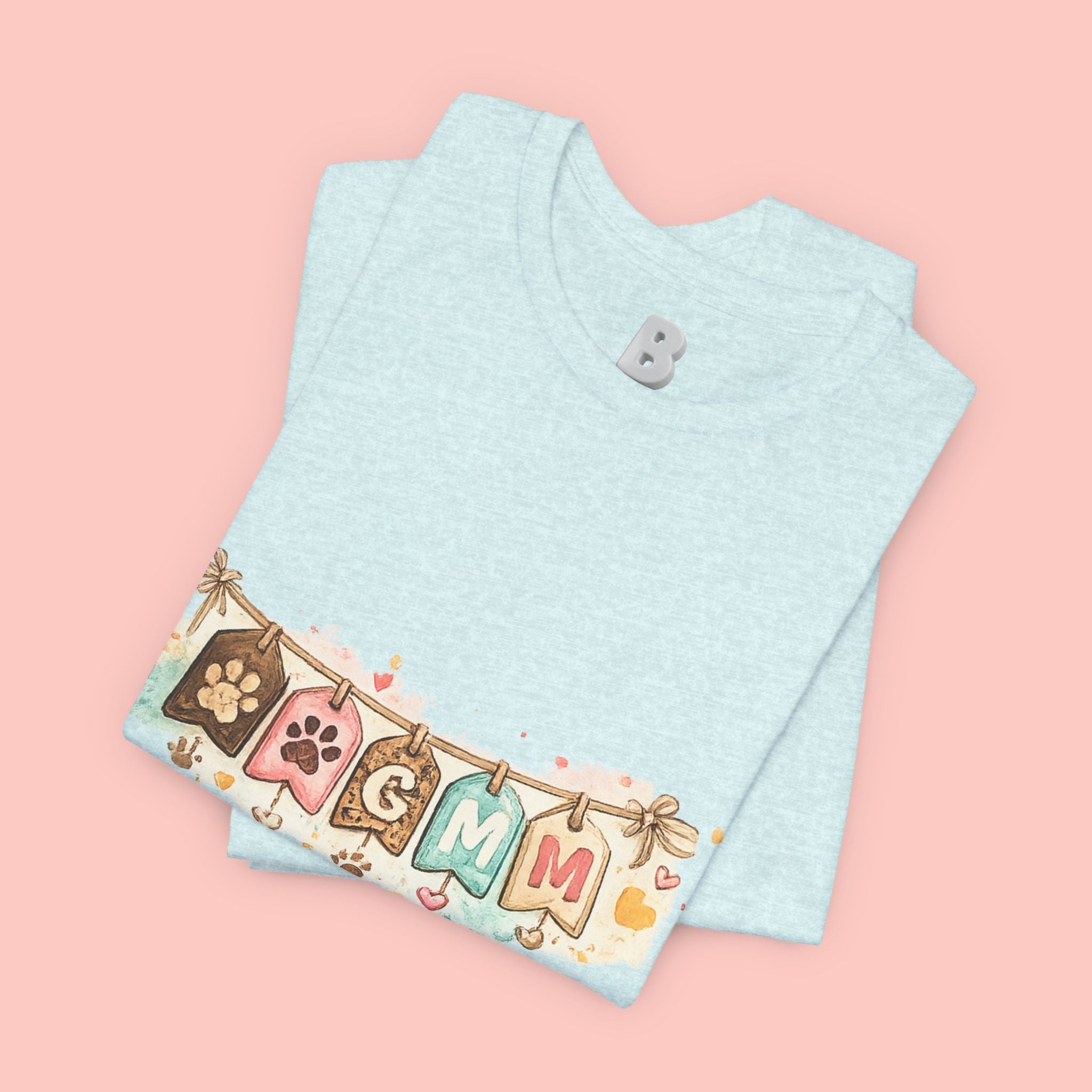 Pet Mom Banner Tee — Cute Paw Print "MOM" Graphic T-Shirt