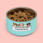 United By Bones 18oz Pet Bowl — Cute Cartoon Dogs Stainless Steel Bowl for Dogs & Cats