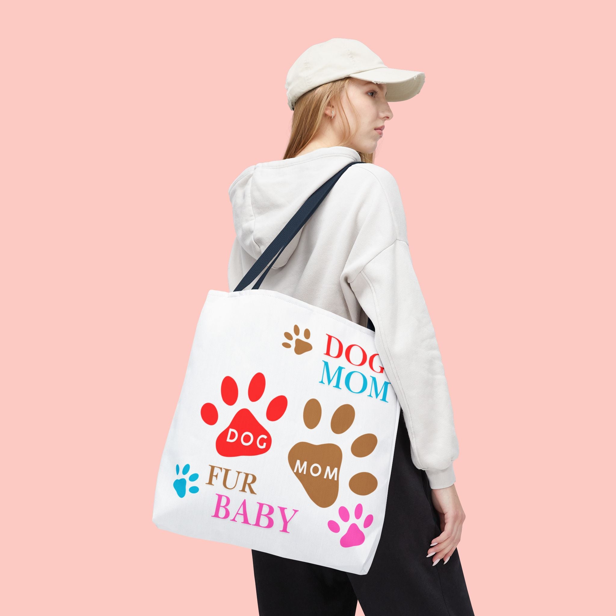 Dog Mom Tote Bag – "Fur Baby" Paw Print AOP Tote