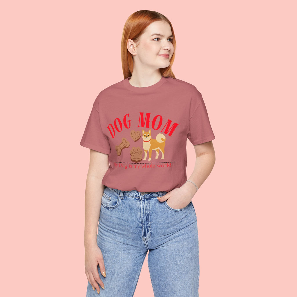 Dog Mom T-Shirt — Cute Shiba & Treats “My Dog Is My Whole World” Tee