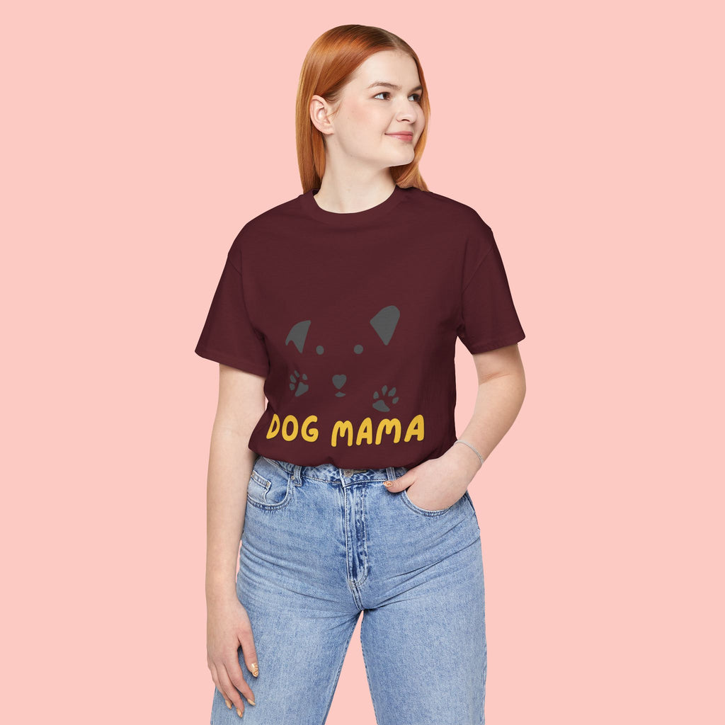 Dog Mama Graphic Tee — Cute Paw Print Dog Face T-Shirt for Dog Lovers