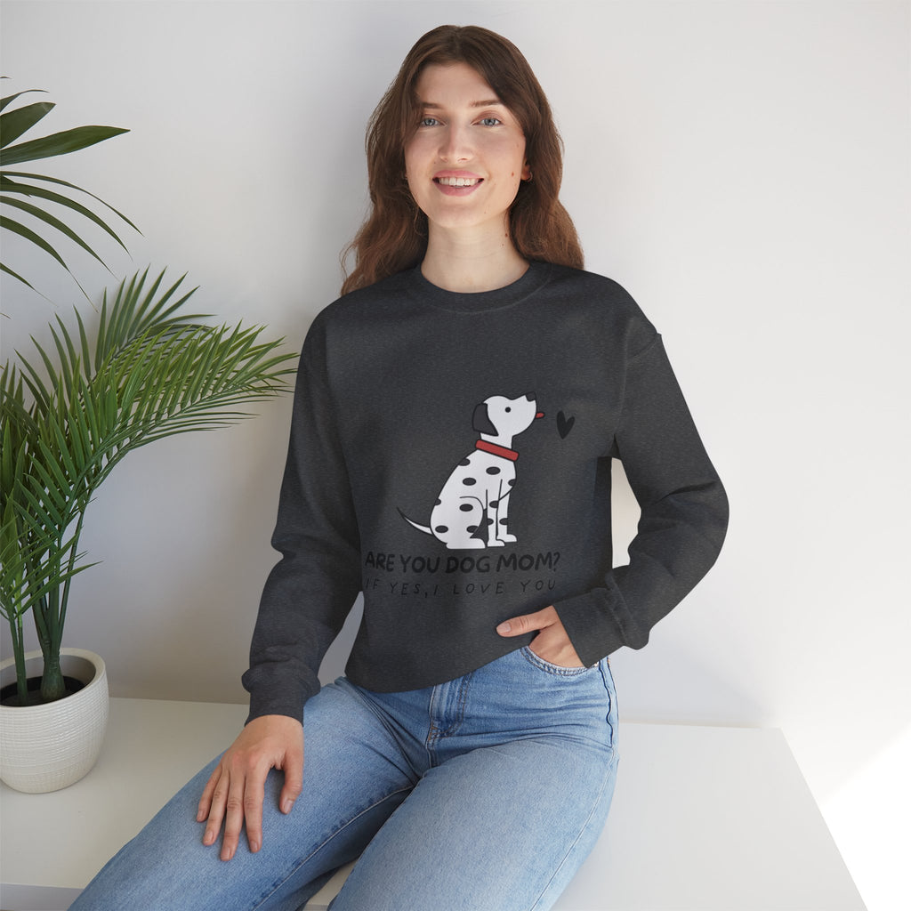 Are You Dog Mom? Cute Dalmatian Crewneck Sweatshirt for Dog Lovers