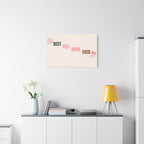 Best Dog Mom Ever Canvas Wall Art — Pink Paw & Bow Matte Stretched Canvas