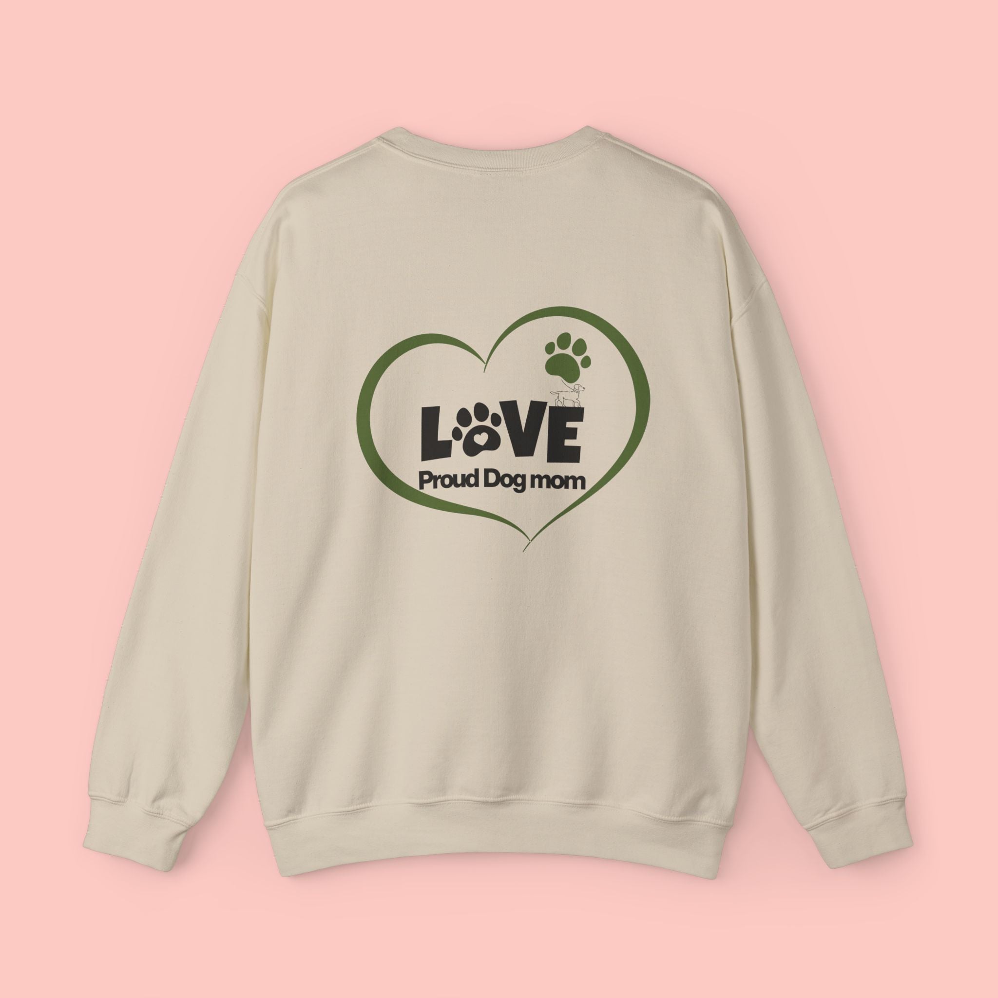 Dog Mom Sweatshirt – "LOVE" Paw Heart Crewneck