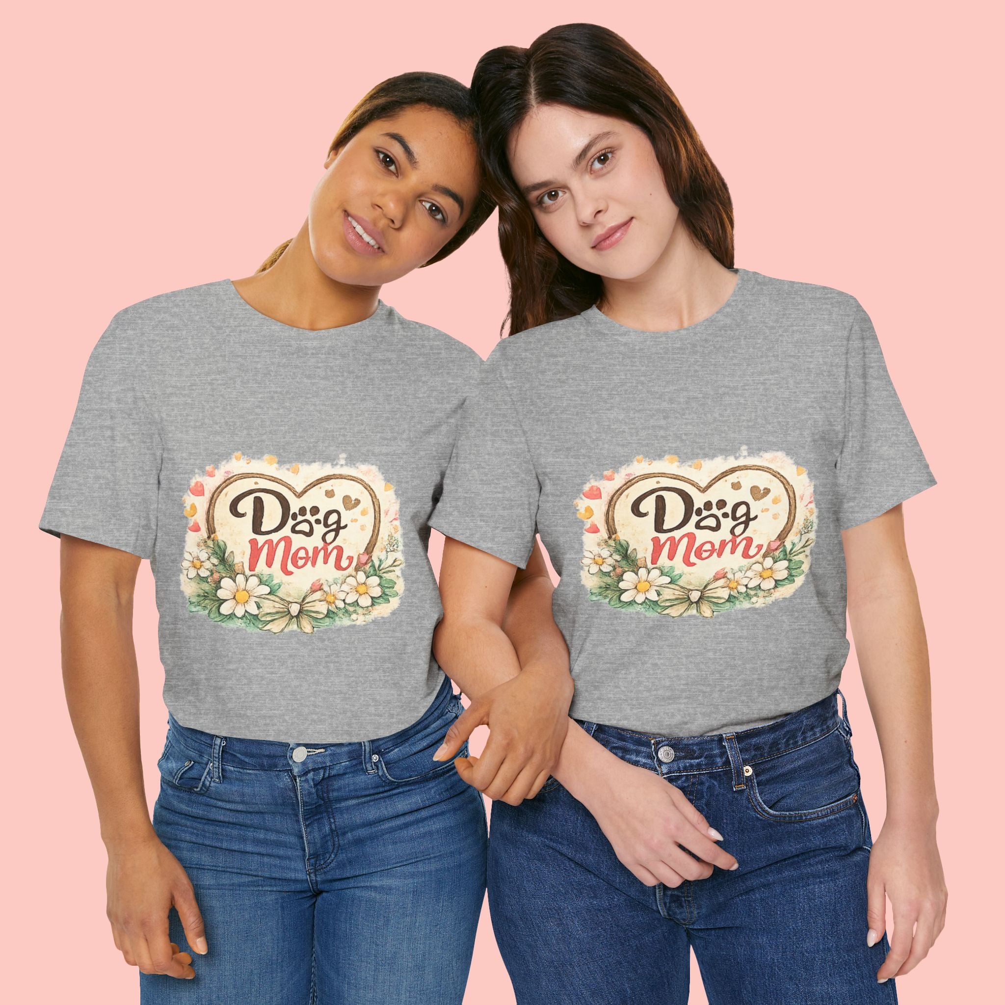 Dog Mom T-Shirt – Floral Paw Heart Graphic Tee