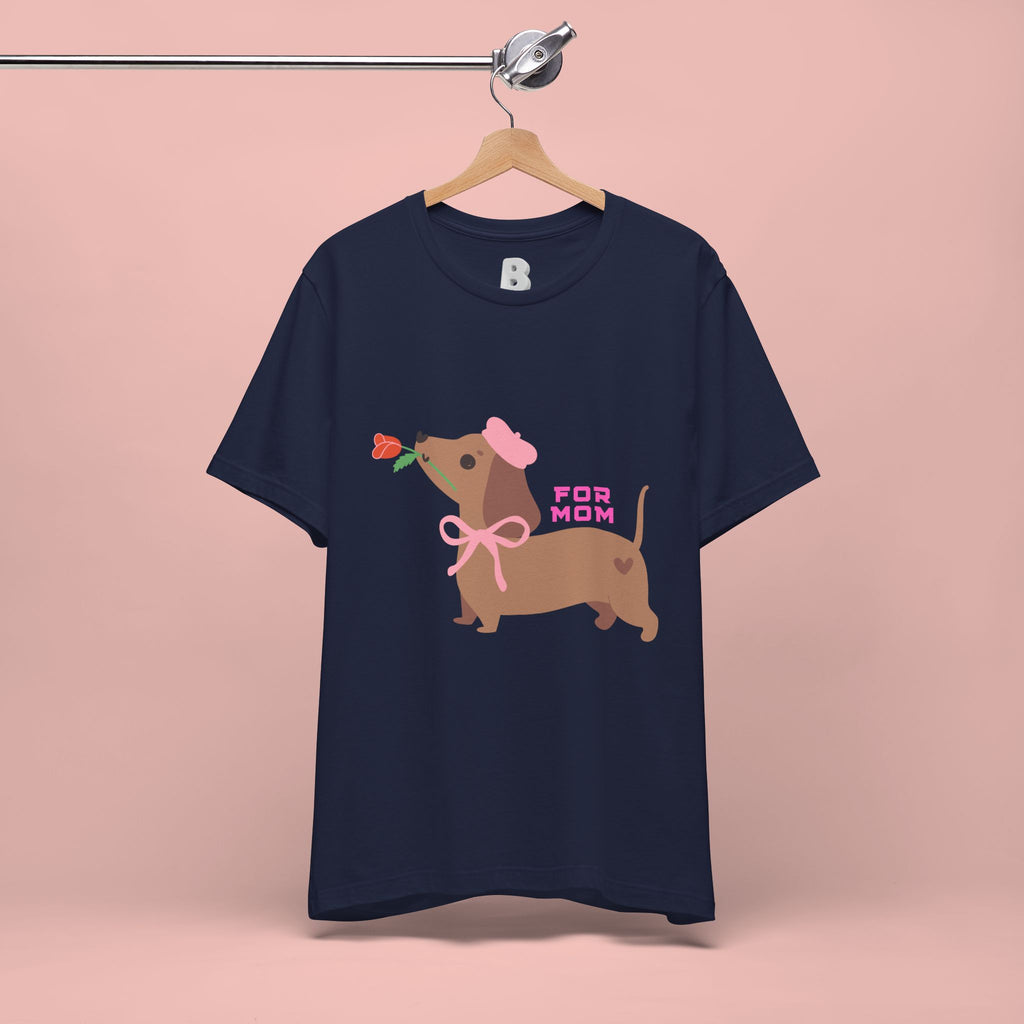 Mommy’s Dachshund Tee – Cute Dog with Rose “For Mom” Shirt
