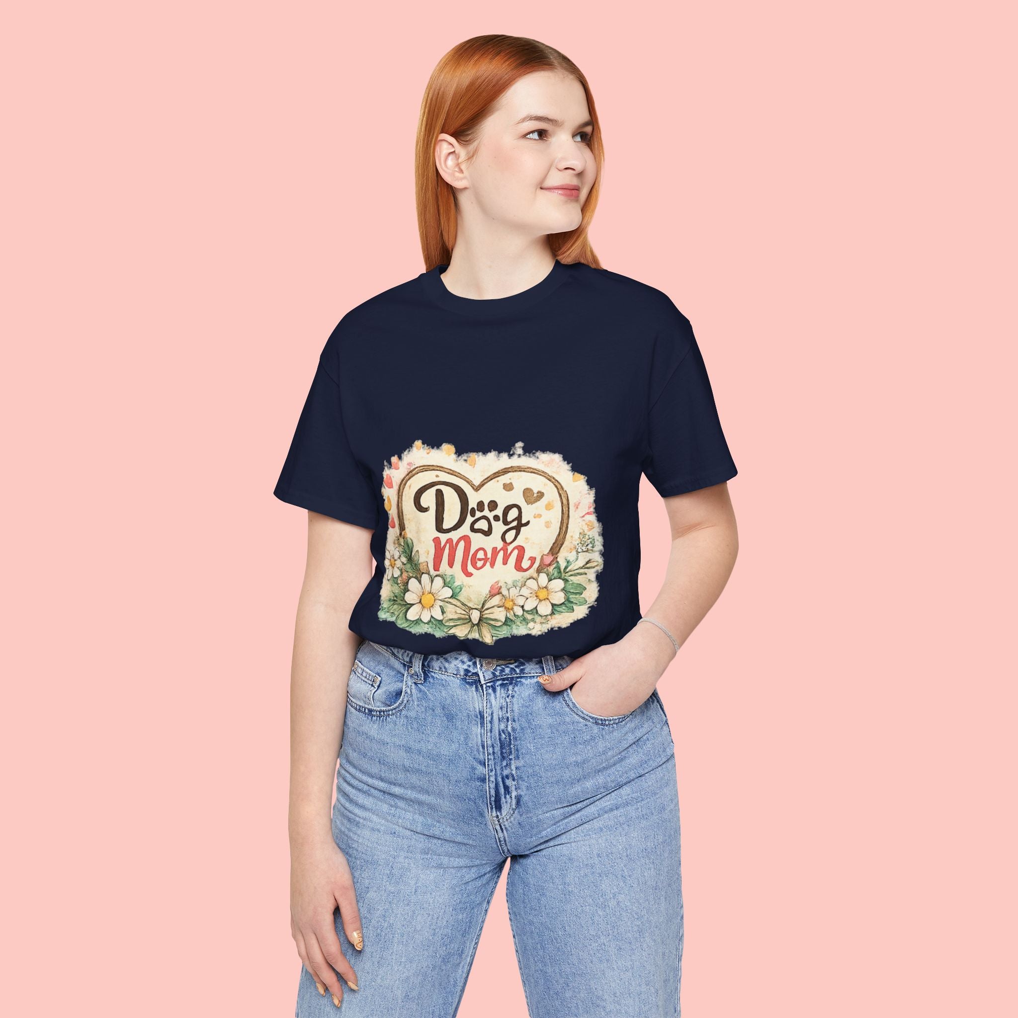 Dog Mom T-Shirt – Floral Paw Heart Graphic Tee