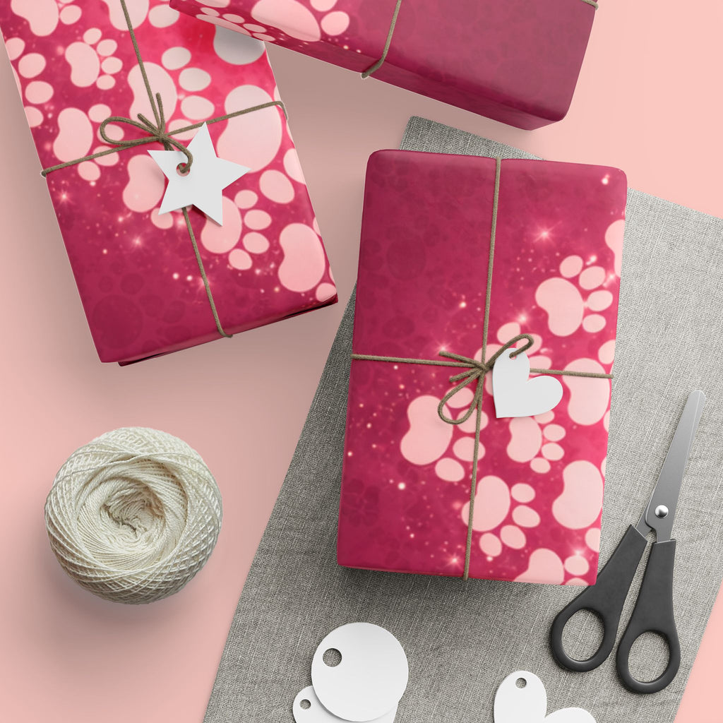Valentine Heart Lights Wrapping Paper Roll - Romantic Burgundy Gift Wrap