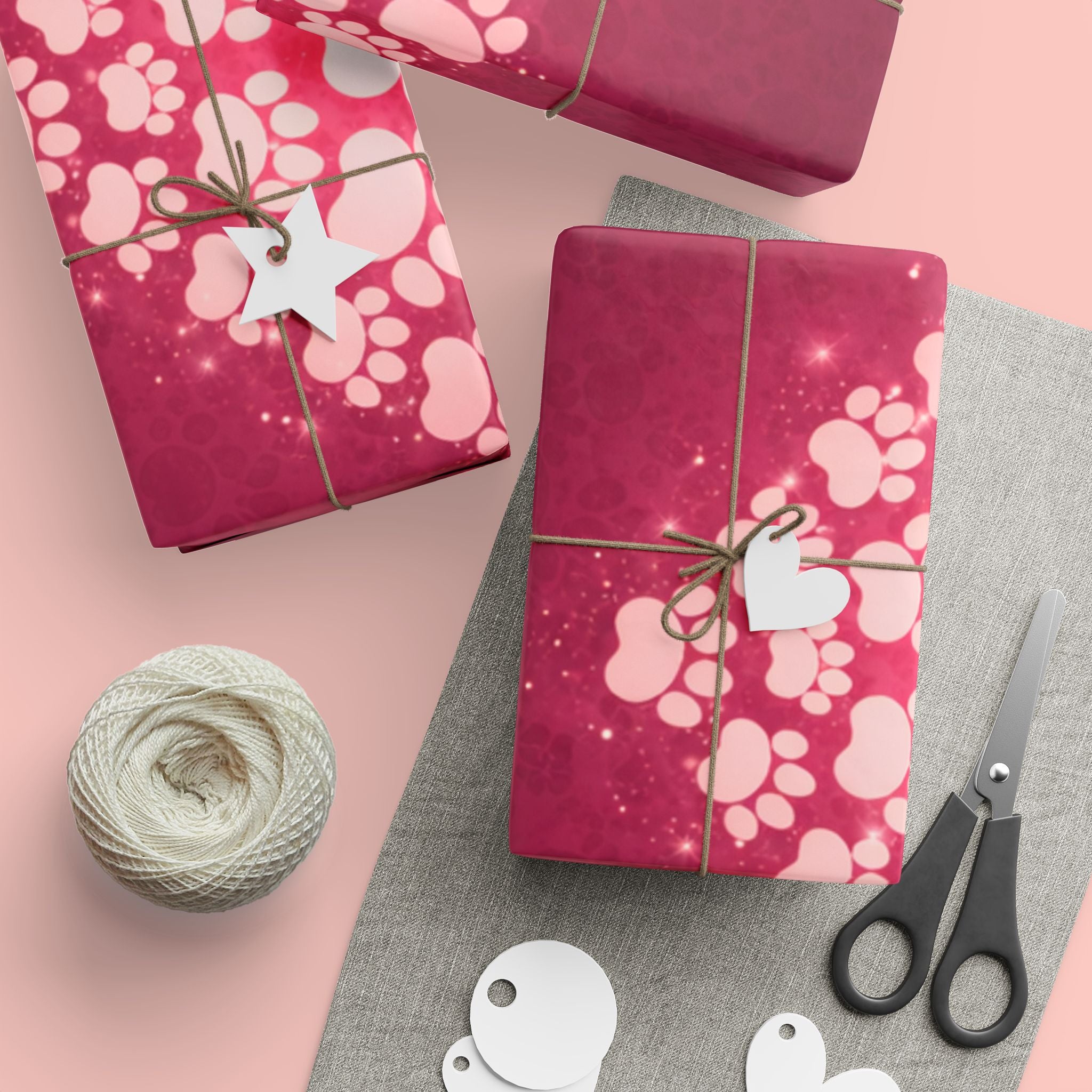 Valentine Heart Lights Wrapping Paper Roll - Romantic Burgundy Gift Wrap