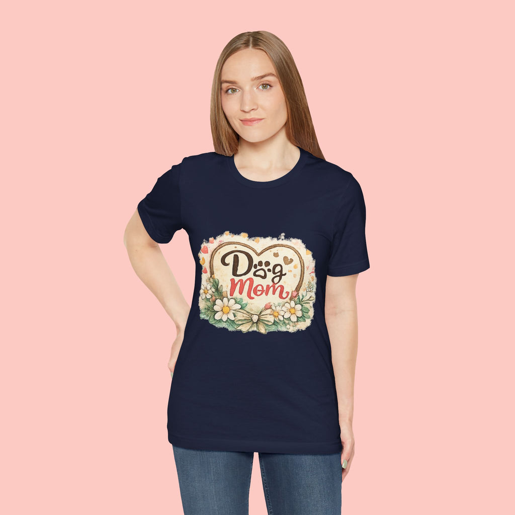 Dog Mom T-Shirt – Floral Heart Paw Design