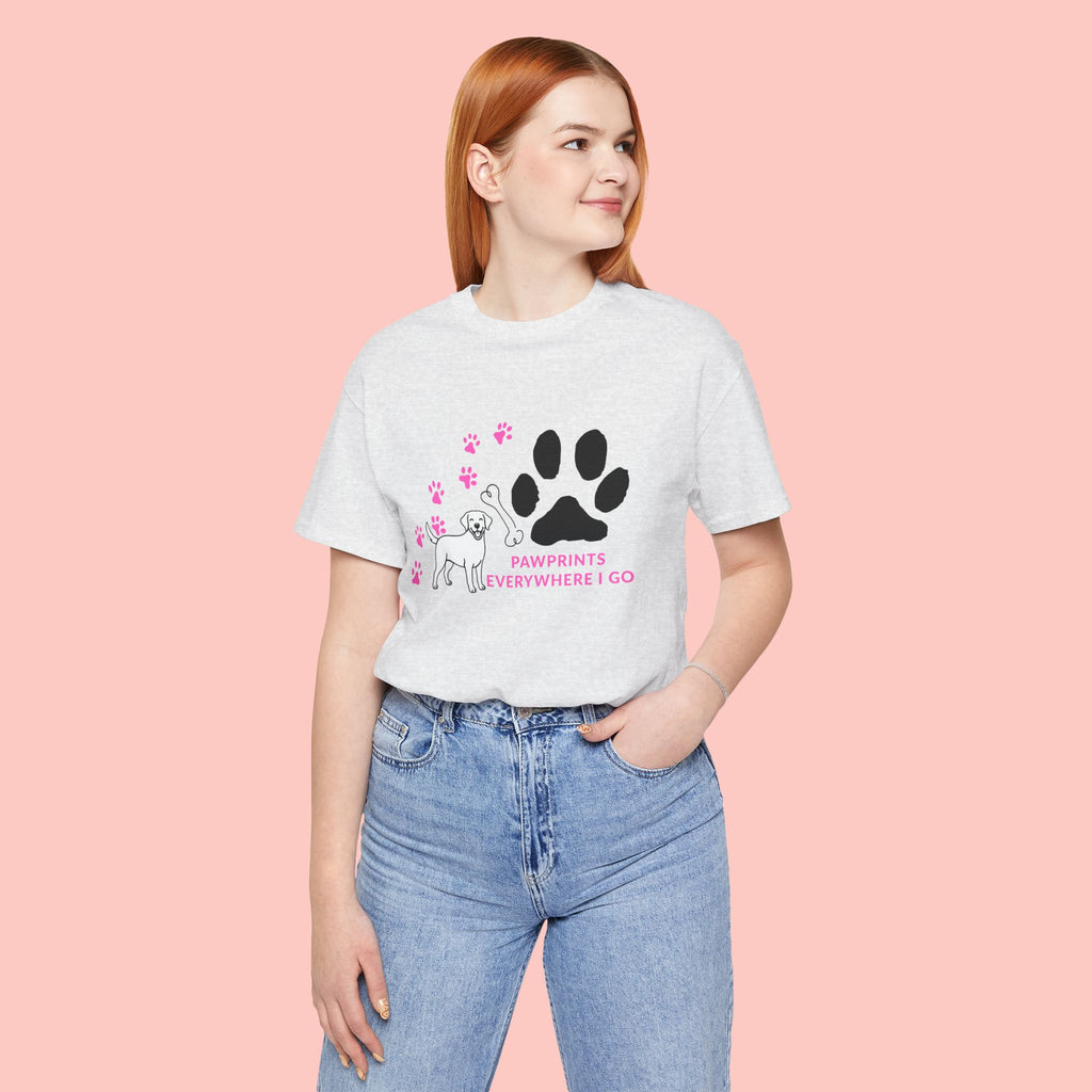 Dog Pawprint T-Shirt — "Pawprints Everywhere I Go" Cute Pet Lover Tee