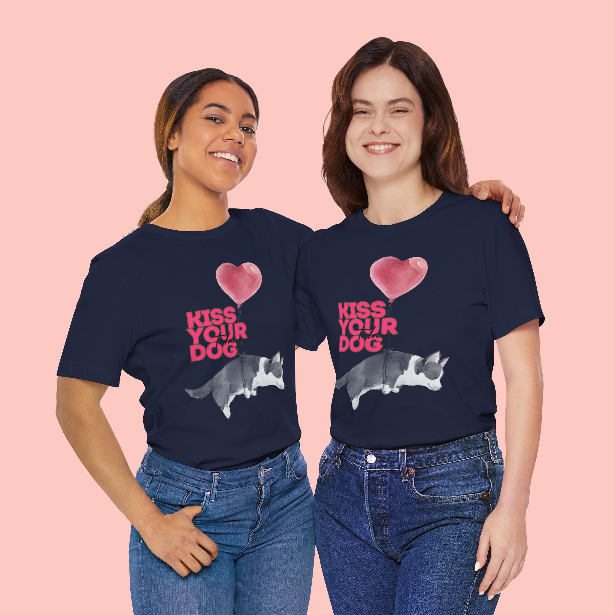 Kiss Your Dog T-Shirt — Cute Corgi with Heart Balloon Pet Lover Tee