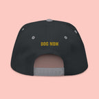 Dog Mom Flat Bill Cap — Embroidered Gold Sparkle