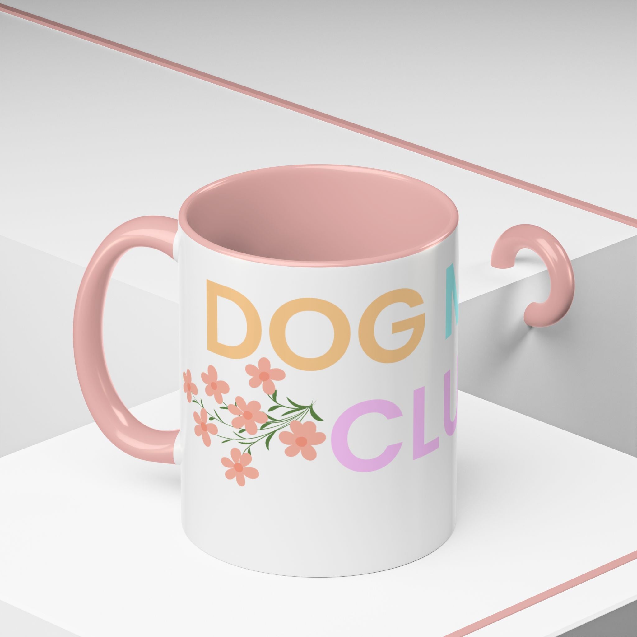Dog Mom Club Accent Coffee Mug – Colorful Paw Print 11/15oz
