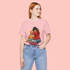 Dog Mom T-Shirt - Cute Woman Hugging Golden Retriever Tee