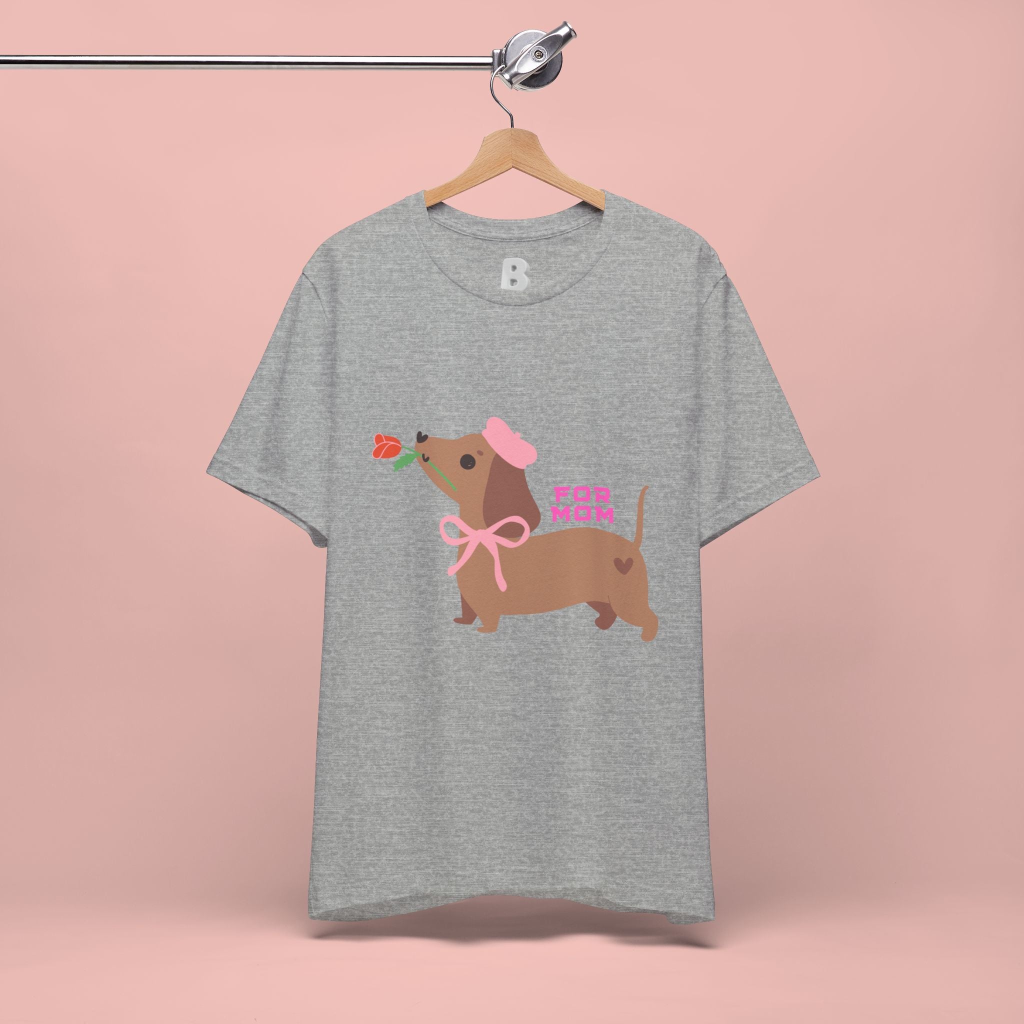 Mommy’s Dachshund Tee – Cute Dog with Rose “For Mom” Shirt