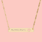 Engravable Paw Cutout Bar Necklace - Personalized Pet Memorial or Gift