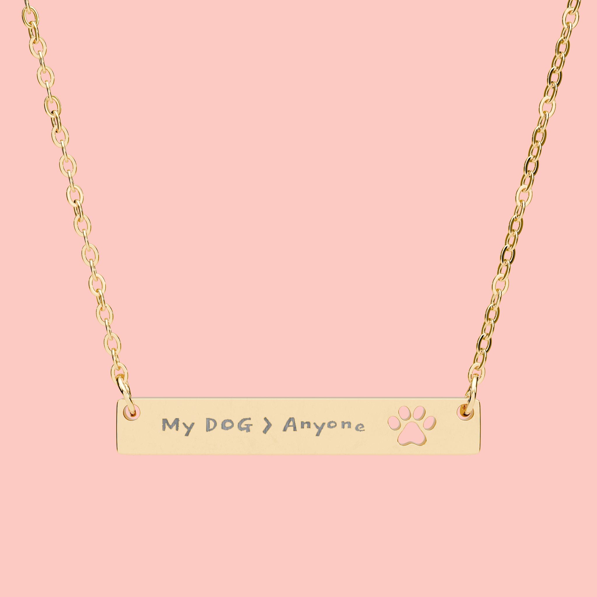 Engravable Paw Cutout Bar Necklace - Personalized Pet Memorial or Gift