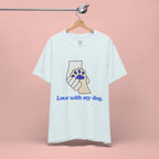 Dog Lover T-Shirt — "Love with my dog." Paw Print Graphic
