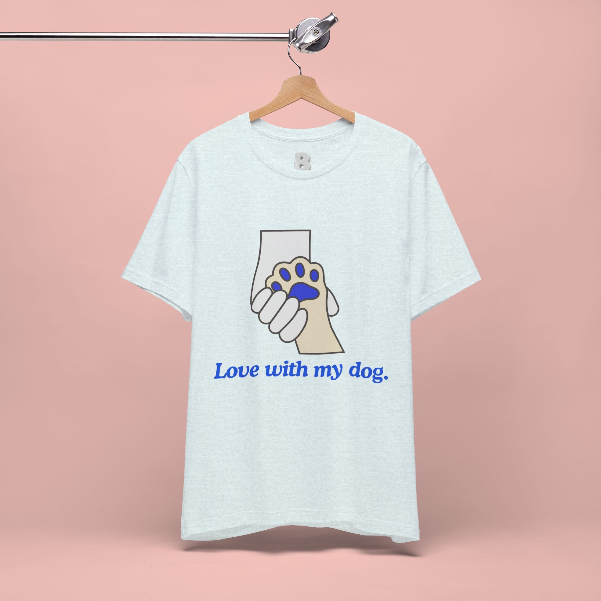 Dog Lover T-Shirt — "Love with my dog." Paw Print Graphic