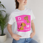 Dog Mom T-Shirt — Cute Pink "D for Dog, M for Mom" Graphic Tee