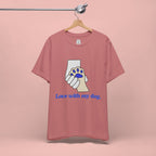 Dog Lover T-Shirt — "Love with my dog." Paw Print Graphic