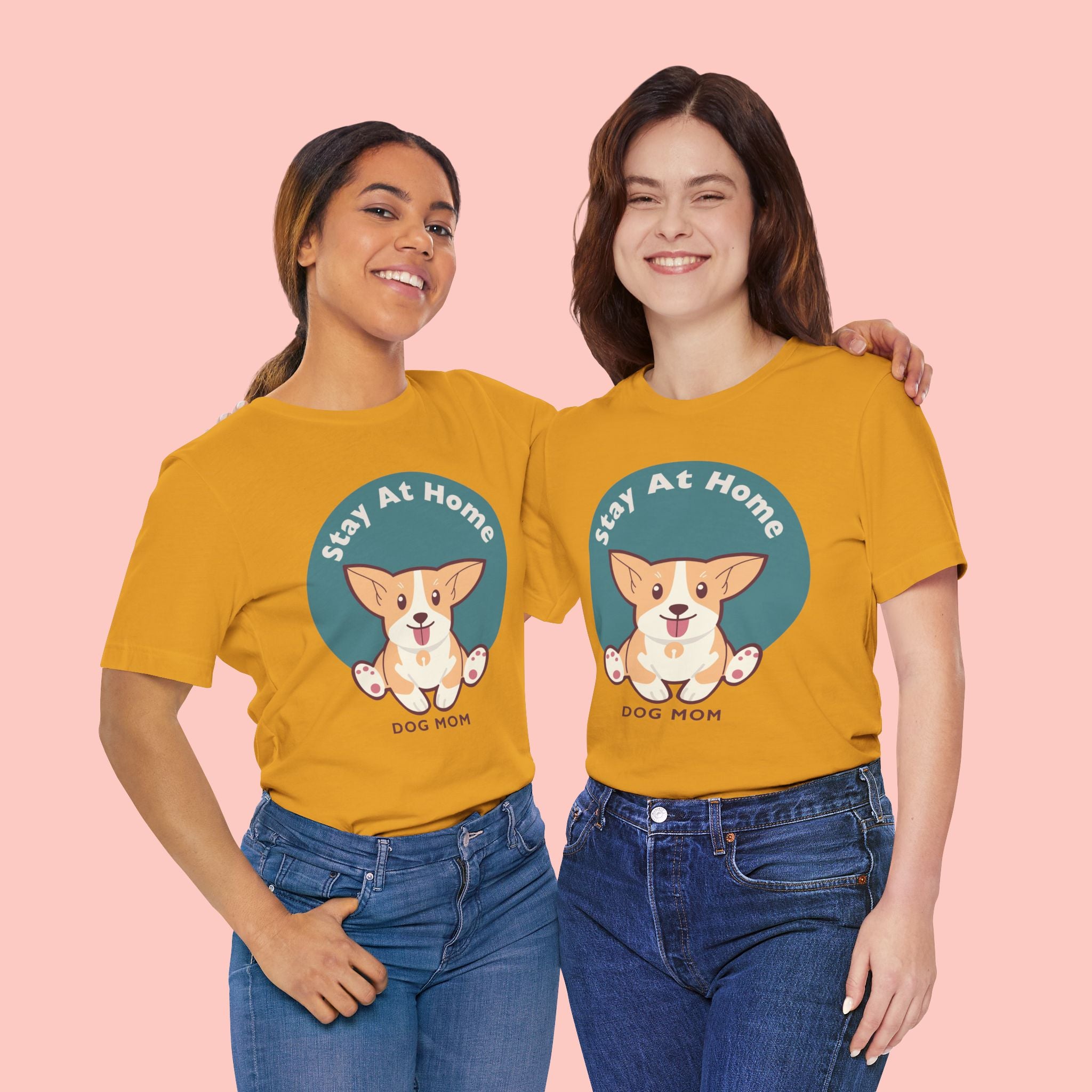 Stay At Home Dog Mom T-Shirt — Cute Corgi Graphic Tee