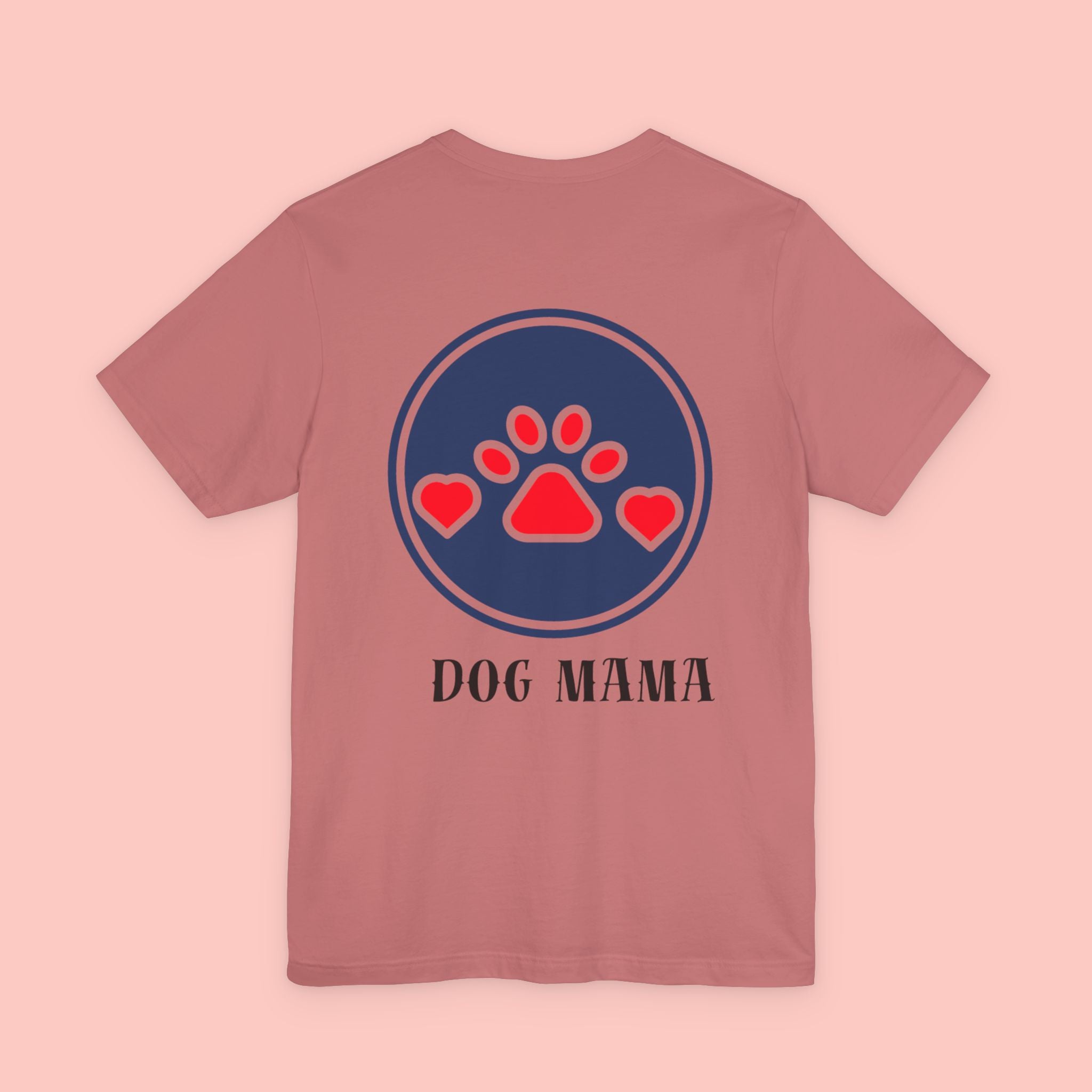 Dog Mama Tee - Paw Print Heart Graphic Short Sleeve Shirt