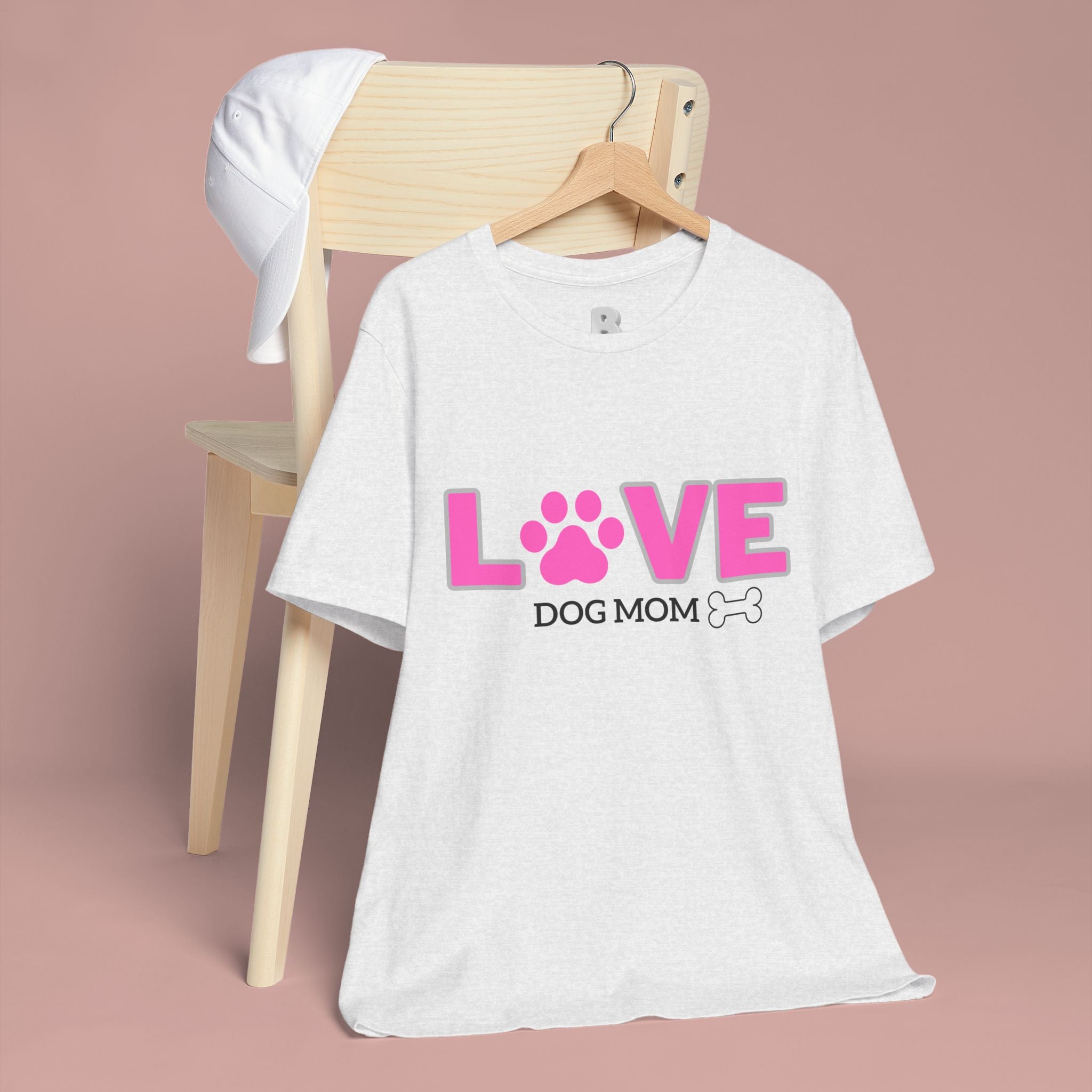 Love Dog Mom T-Shirt — Pink Paw Graphic Tee
