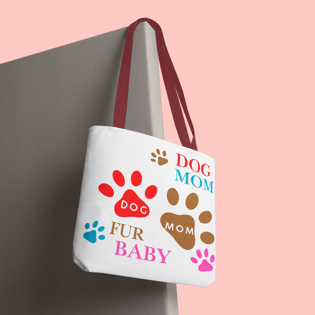 Dog Mom Tote Bag – "Fur Baby" Paw Print AOP Tote