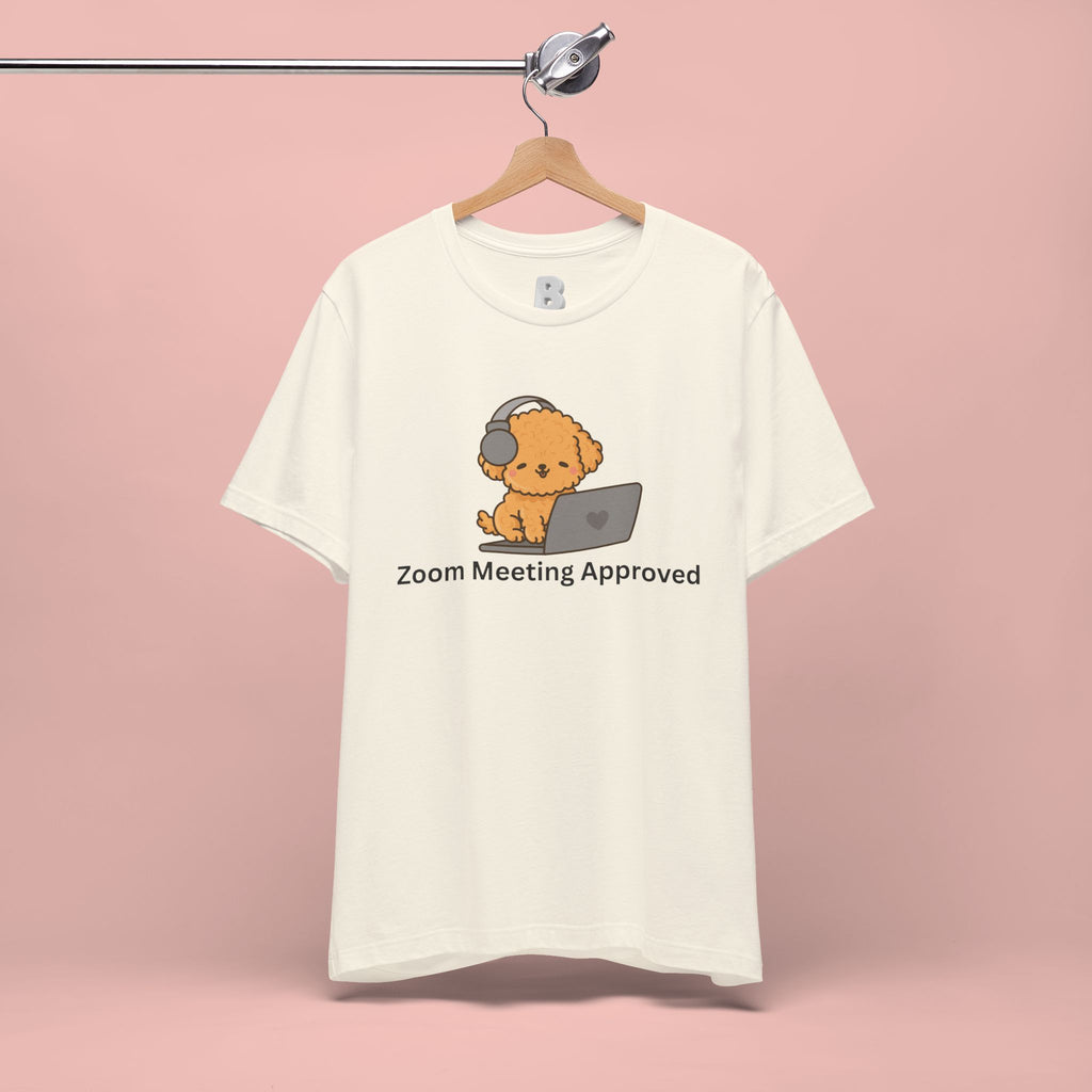 Zoom Meeting Approved Tee — Cute Puppy with Headset Laptop Graphic