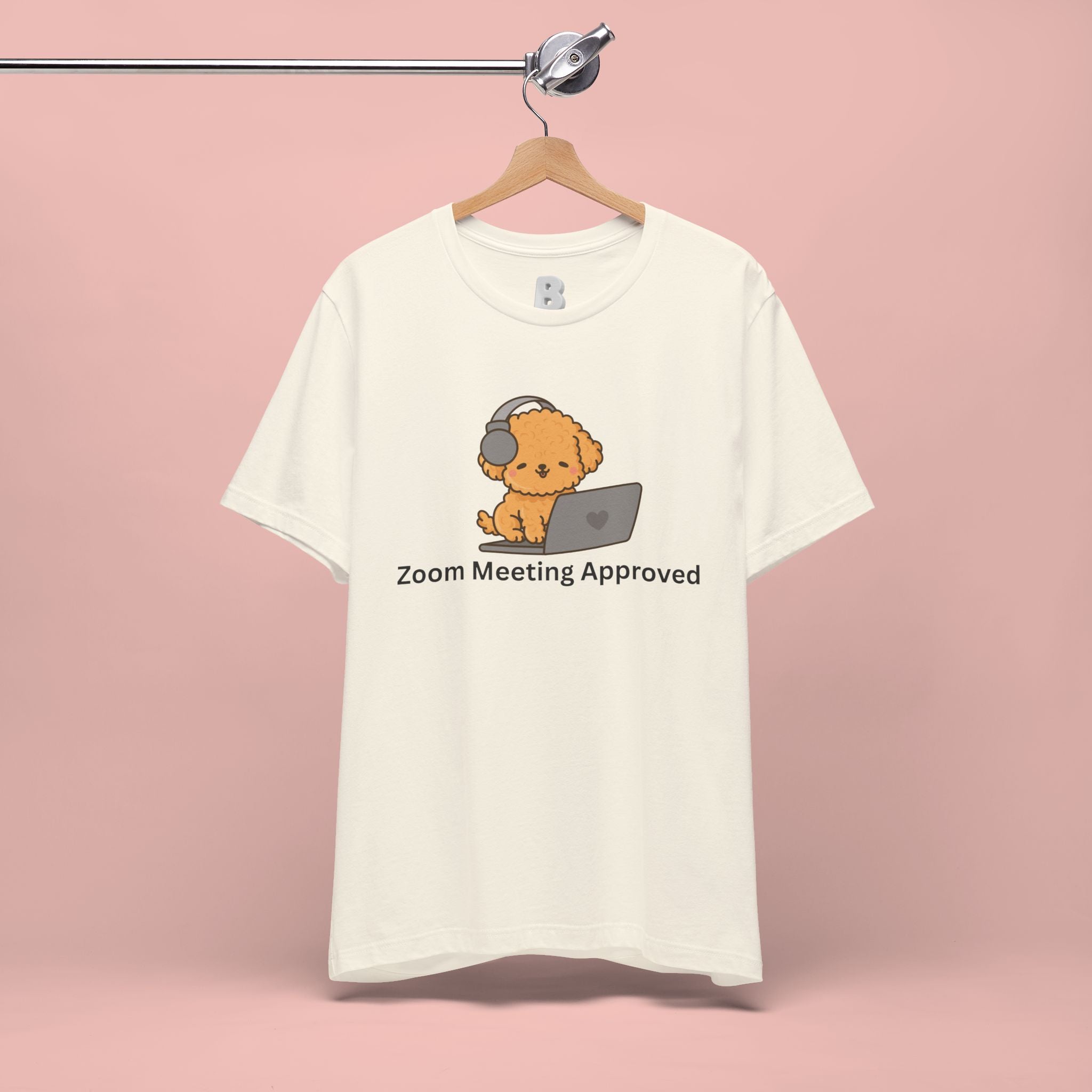 Zoom Meeting Approved Tee — Cute Puppy with Headset Laptop Graphic