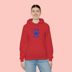 Dog Mom Paw Print Hoodie – Cute Pet Lover Sweatshirt, Blue Paw 'DOG MOM' Design