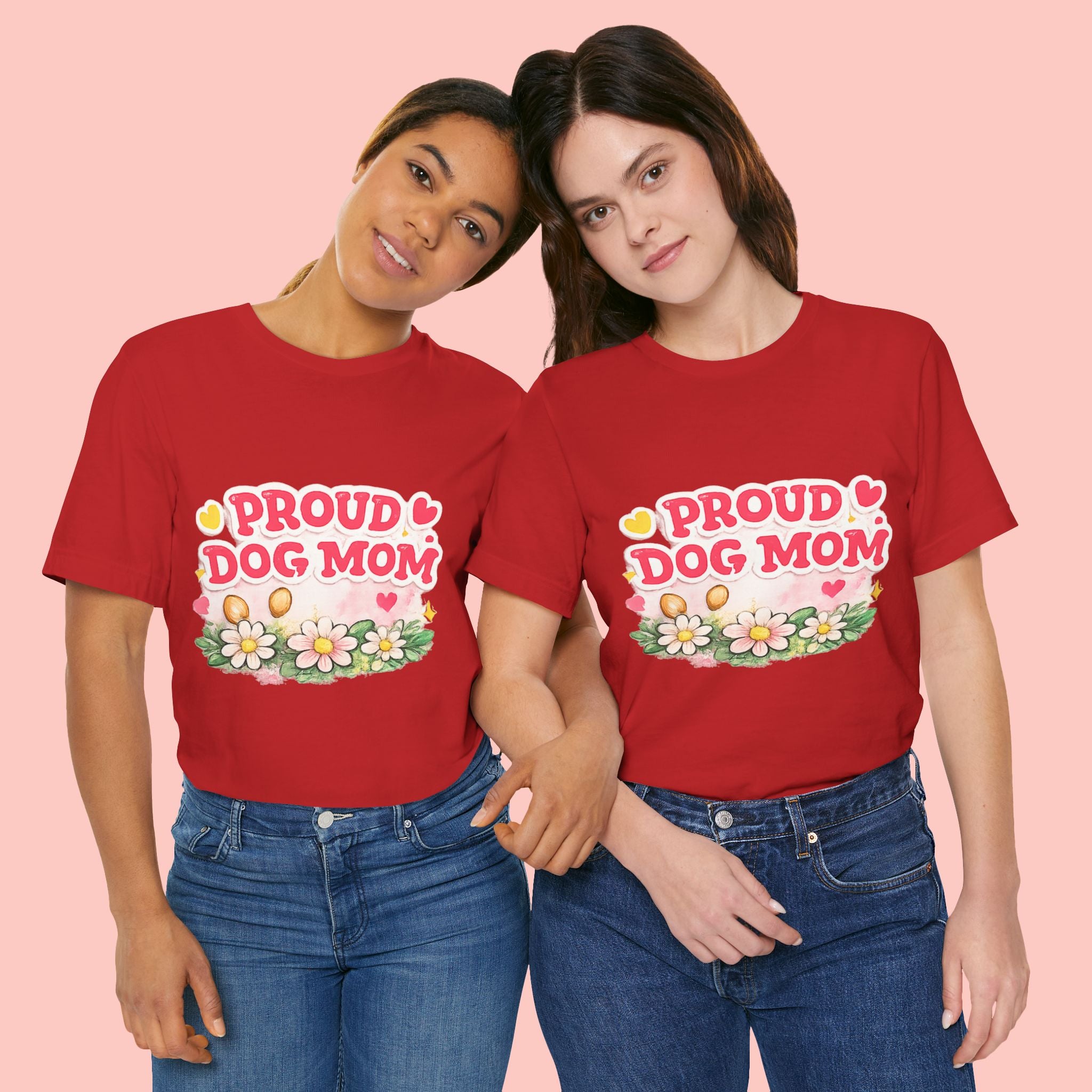 Proud Dog Mom Tee – Floral Retro Heart Design