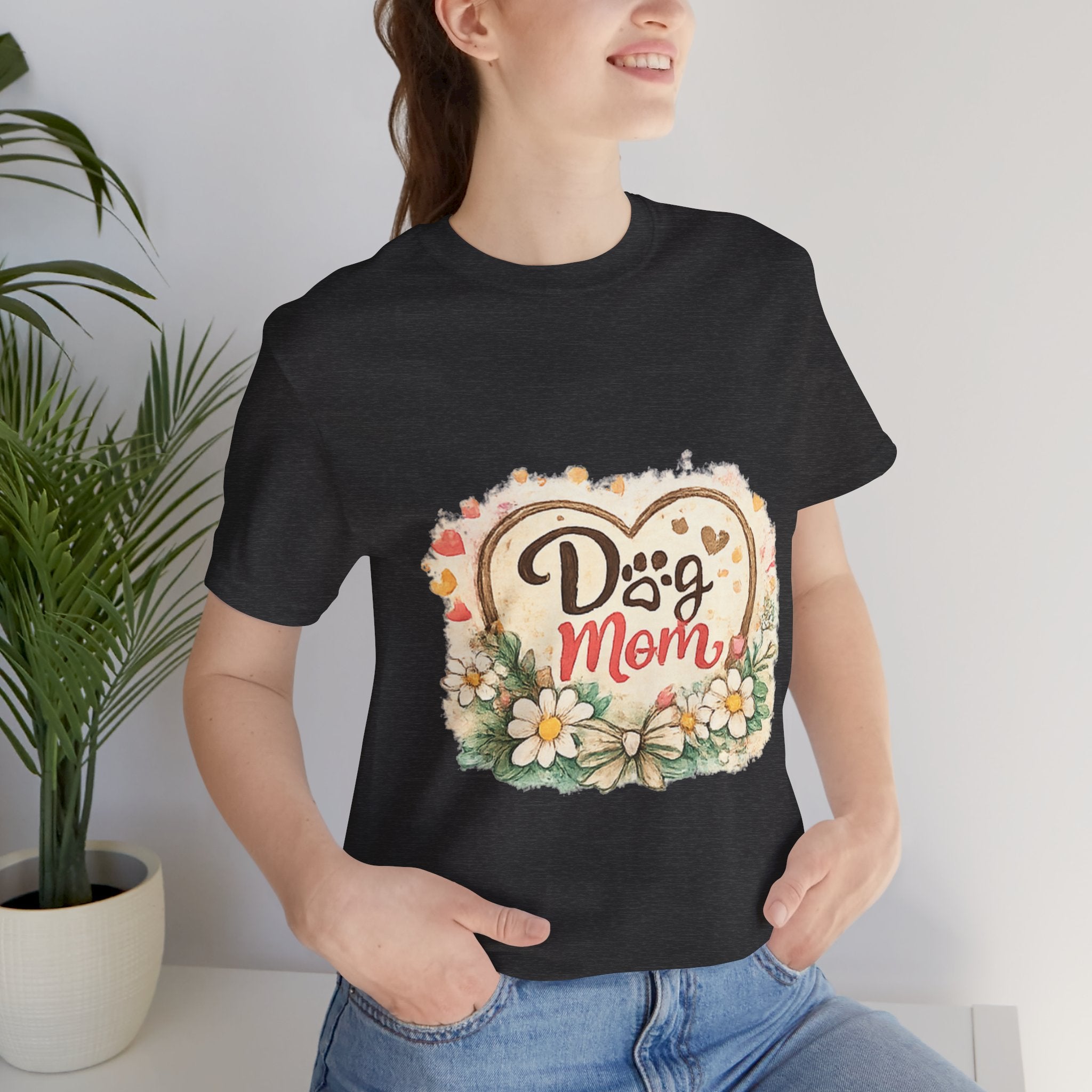 Dog Mom T-Shirt – Floral Paw Heart Graphic Tee