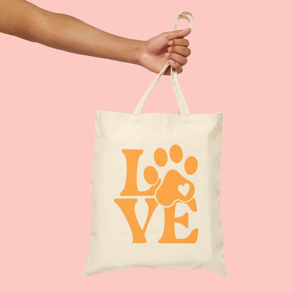Love Paw Tote Bag — Cute Pet Lover Canvas Tote (LOVE with Paw Print)