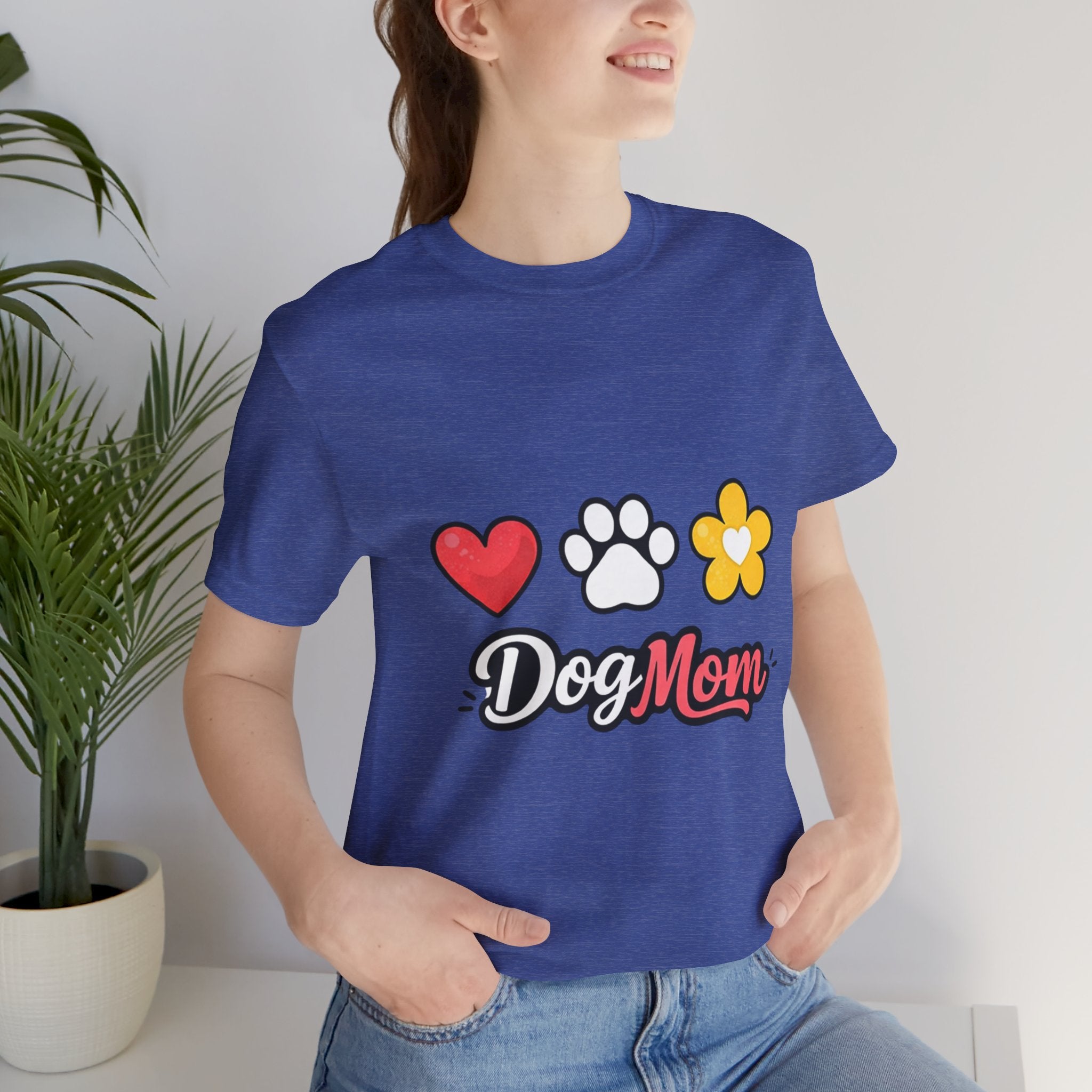 Dog Mom T-Shirt – Heart, Paw & Flower Graphic Tee